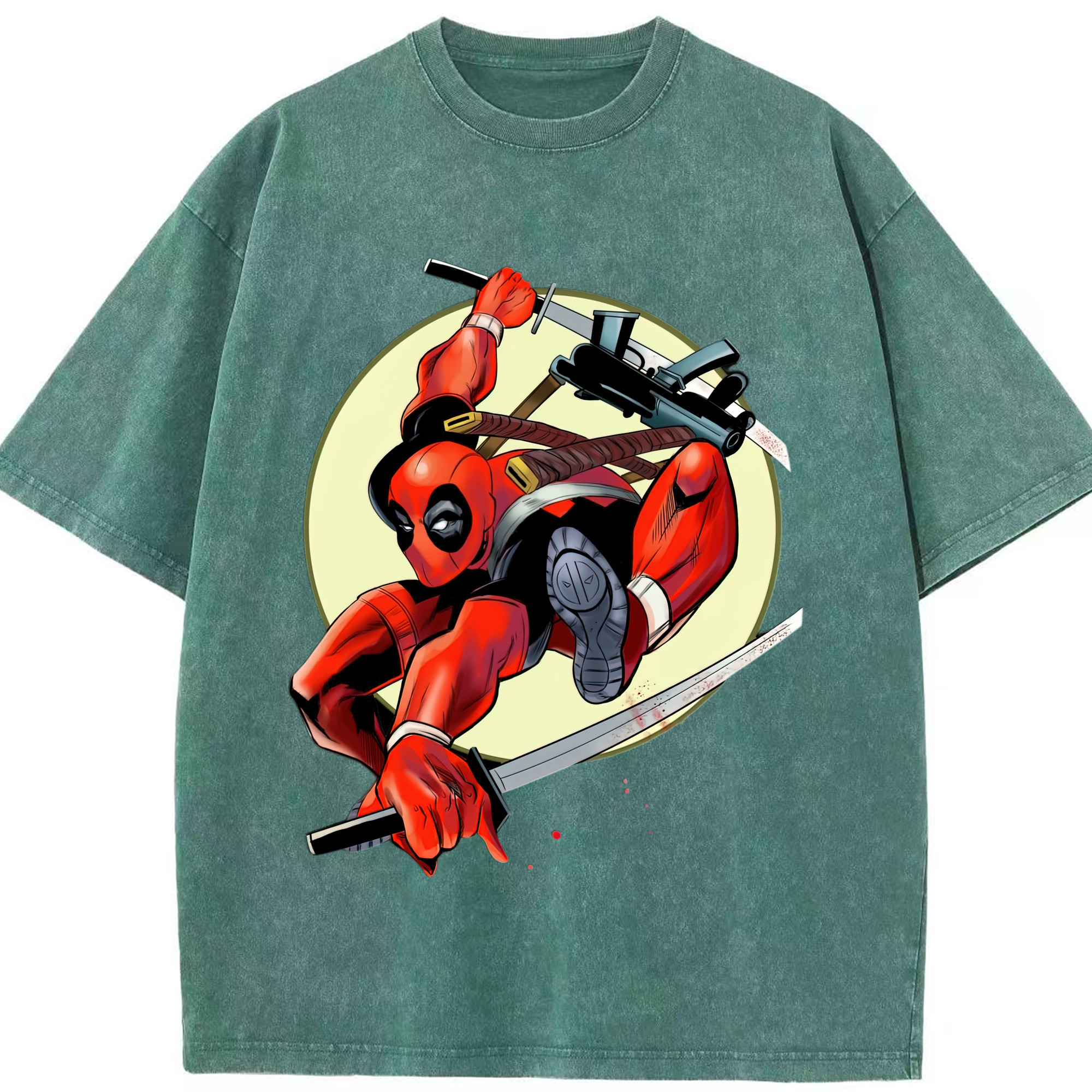 （画像用） Deadpool デッドプール 綿100% ヴィンテージ風 半袖Tシャツ（フロントプリント）